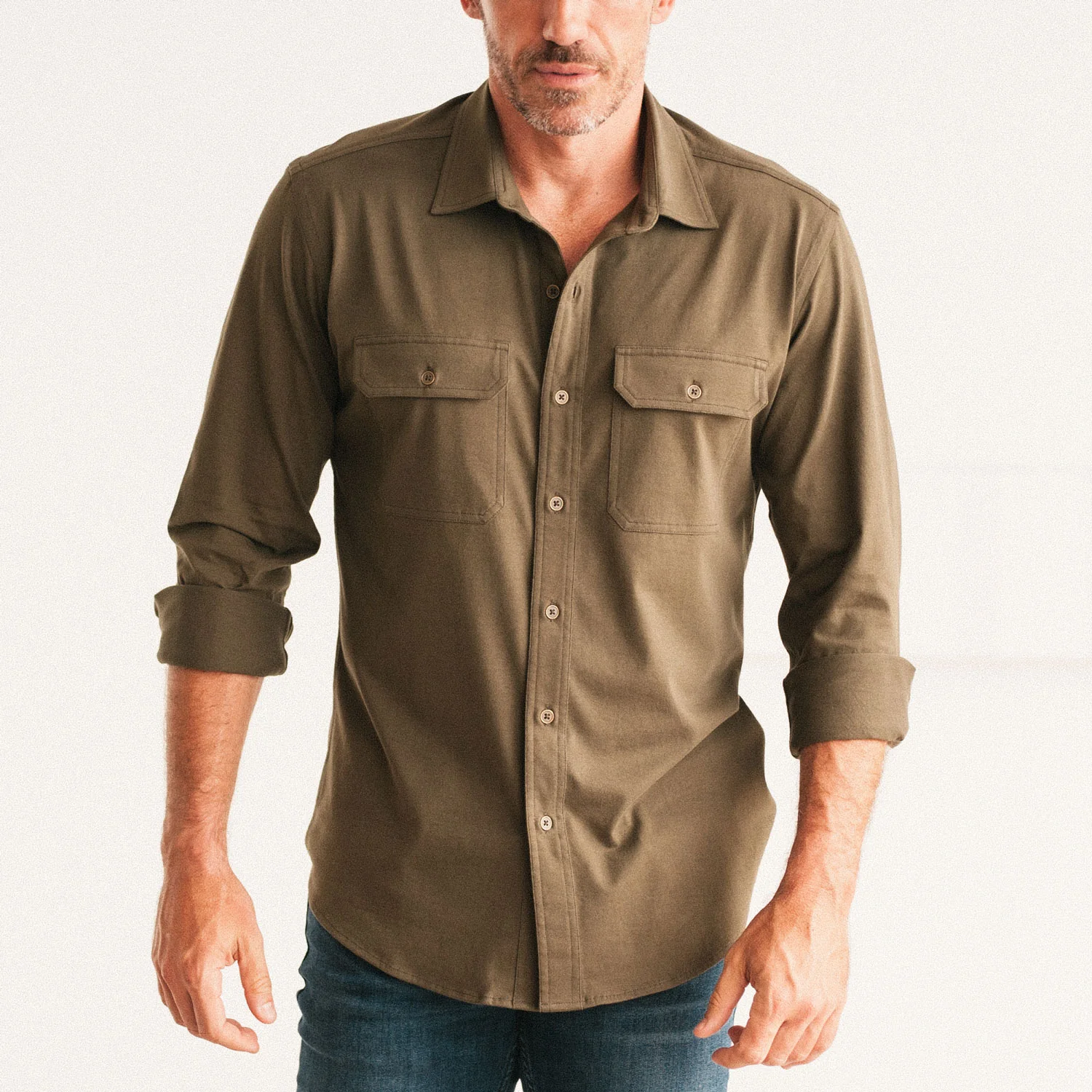 Constructor Utility T-Shirt Shirt – Fatigue Green Cotton Jersey - Image 5