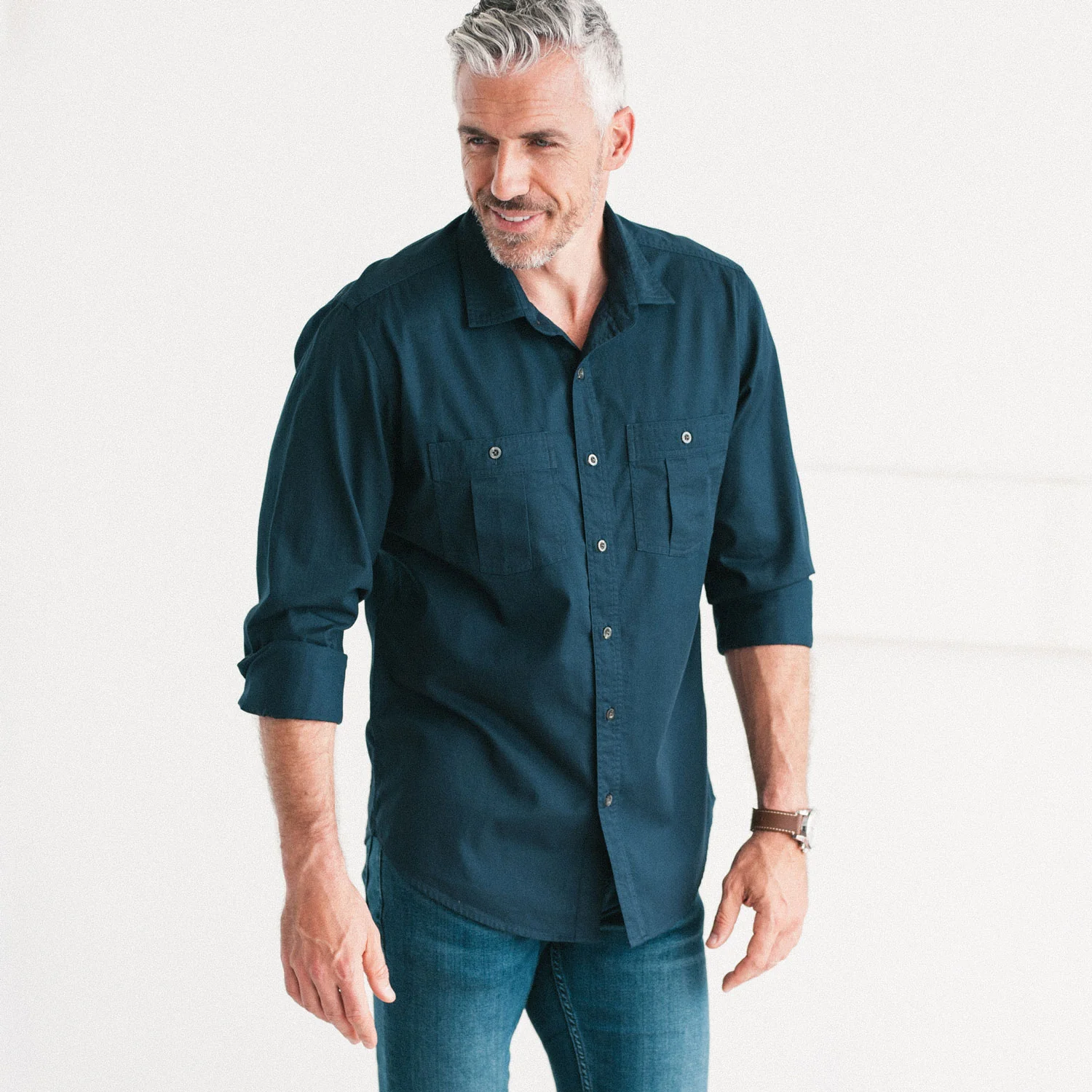 Craftsman Utility Shirt – Navy Blue Cotton Twill - Image 5