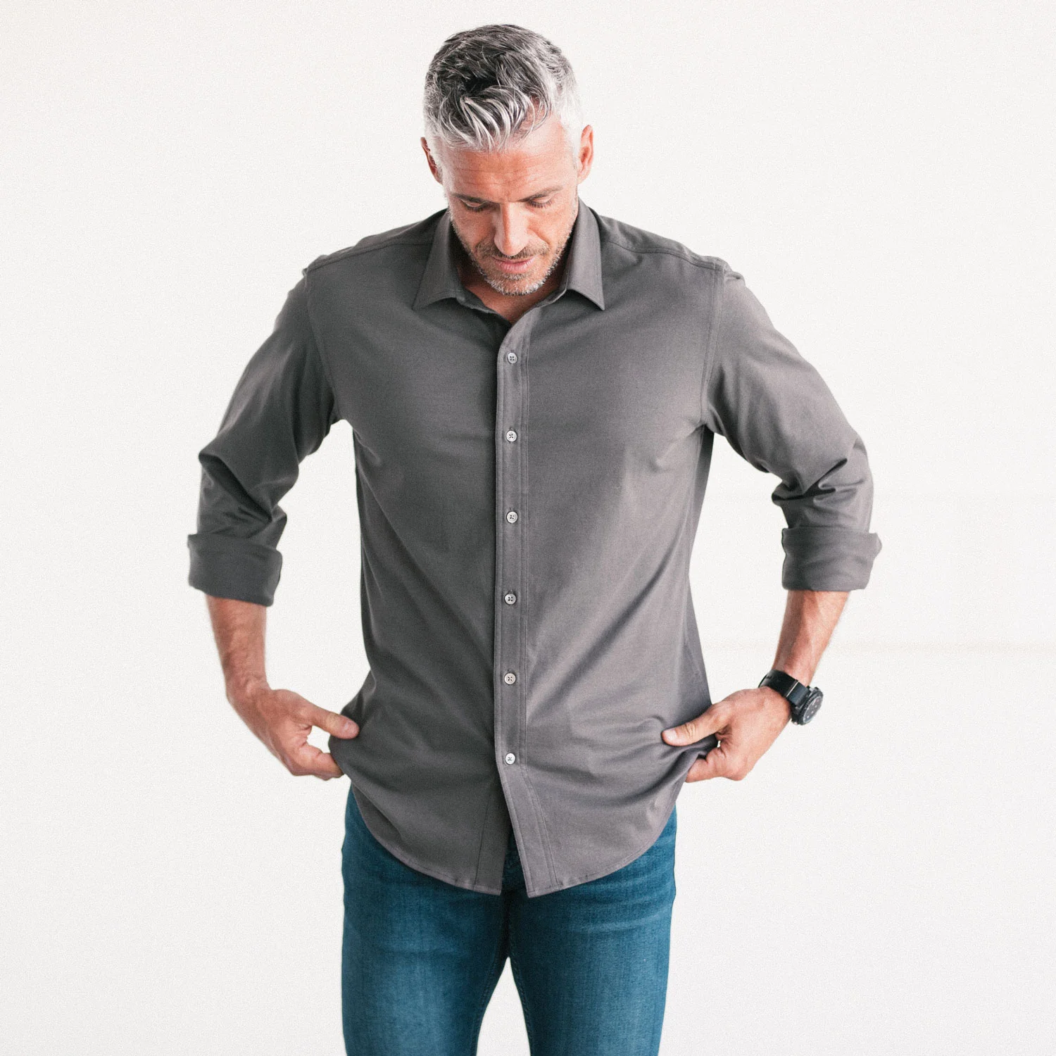 T-Shirt Shirt - Slate Gray Cotton Jersey - Image 4