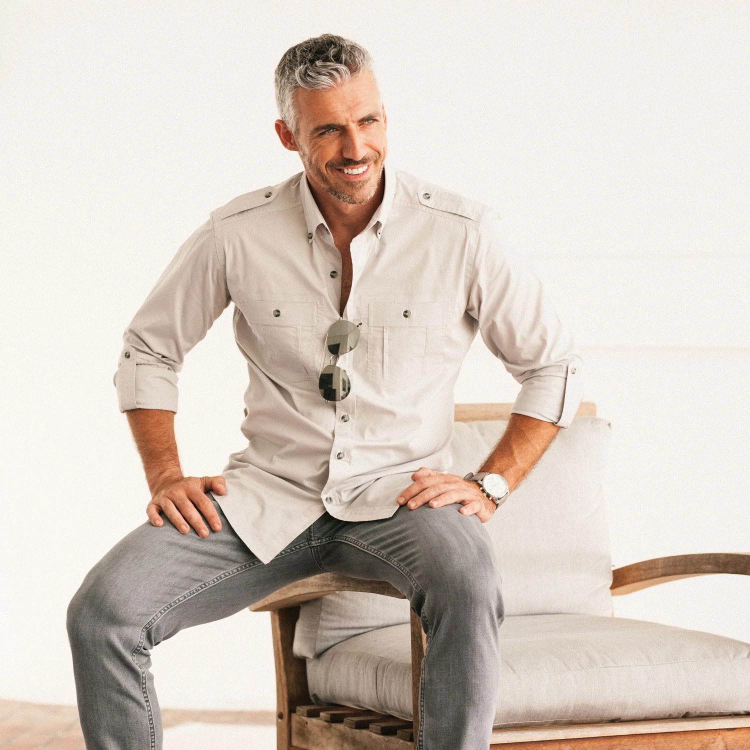 Finisher Utility Shirt – Stone Gray Stretch Cotton Poplin - Image 7